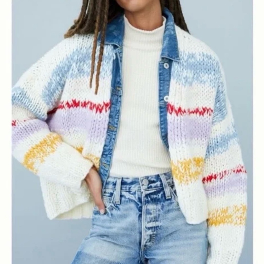 Colorful Striped Women's Sweater ANTHROPOLOGIE